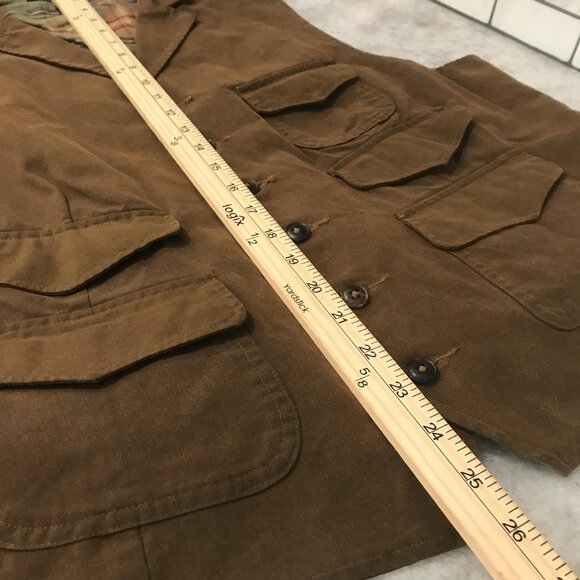 Polo Ralph Lauren Vest Mens XL Brown Field Utility Multi Pocket Plaid Lined - Picture 7 of 10